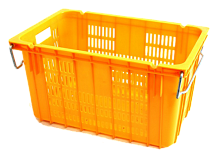 Корзина пластиковая оранжевая с металлическими ручками (70х45х35см)