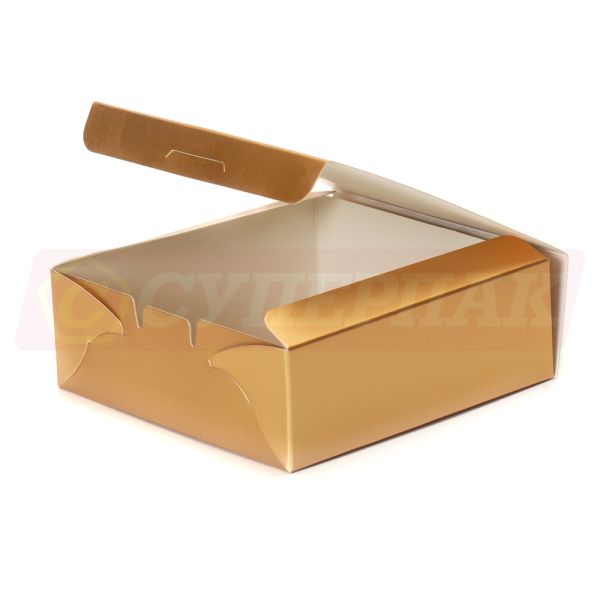 Короб картонный золотистый с глухой крышкой (16*16*5см)