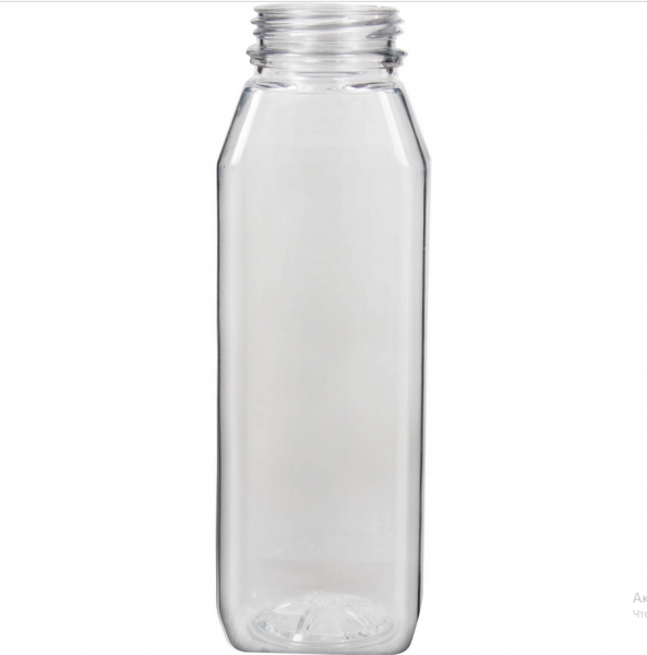 Бутылка пластиковая 1 литр с широким горлом (Ø:38мм, с крышкой, прозрачная)