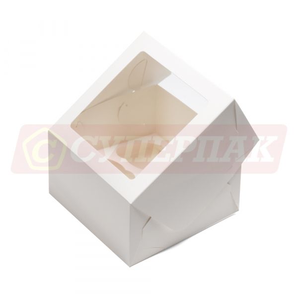 Короб картонный белый с окошком (165*165*98мм, 4 ячейки)