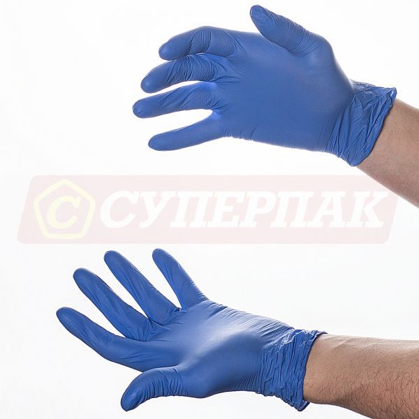 Перчатки нитриловые неопудренные голубые (размер "M", 100 штук)