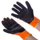 Перчатки ХБ оранжевые с чёрным обливом, усиленные ("Мастер")