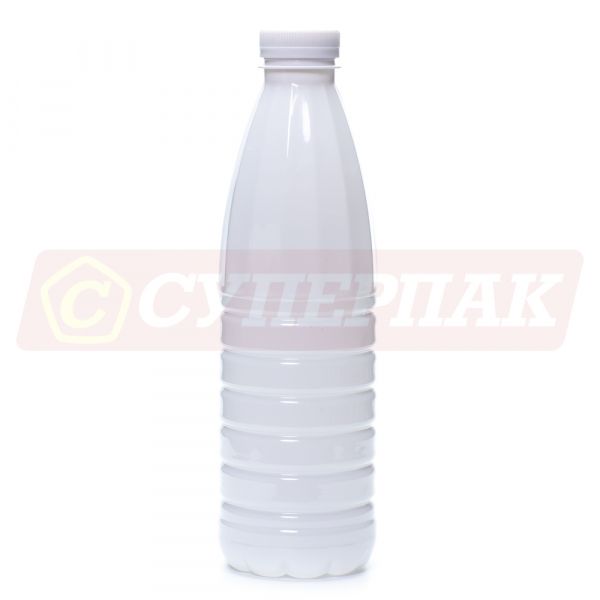 Бутылка пластиковая 1 литр с широким горлом (Ø:38мм, с крышкой, белая)