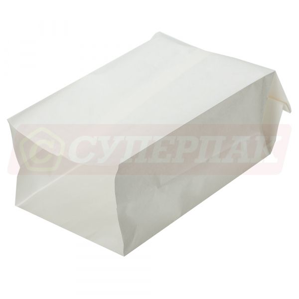 Пакет бумажный белый ламинированный c V-образным дном (20*8,5*28,5см)