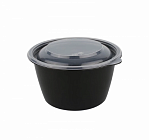 Супница пластиковая чёрная с крышкой 500 мл (50 штук)