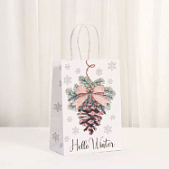 Пакет бумажный белый Новогодний "Hello Winter" с крученой ручкой (21*15*8)