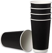 Стакан бумажный двухслойный ЧЁРНЫЙ 450 мл (Ø: 90мм, 25 штук)