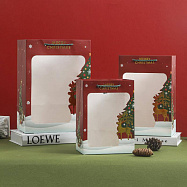 Пакет бумажный красный Новогодний с окном (30*16*20)