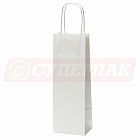 Крафт-пакет белого цвета с кручёными ручками под бутылку (120*80*350мм)