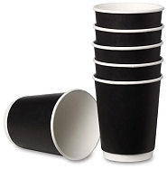 Стакан бумажный двухслойный ЧЁРНЫЙ 350 мл (Ø: 90мм, 25 штук)