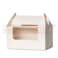 Короб картонный белый с окошком и ручкой (16,5*9*9см, 2 секции)