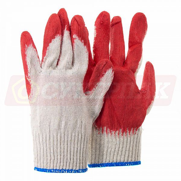 Перчатки ХБ белые с красным обливом (Серия: "Стандарт")