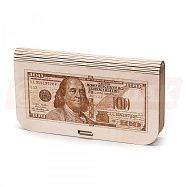 Коробочка для хранения денег фанерная "100 долларов" (18*8*2см)