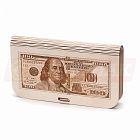 Коробочка для хранения денег фанерная "100 долларов" (18*8*2см)