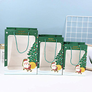 Пакет бумажный зелёный Новогодний с окном (30*16*20)