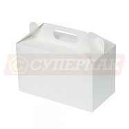 Короб картонный белый с ручкой (265*155*140мм)