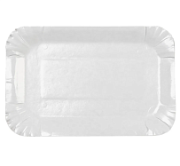 Тарелка бумажная прямоугольная белая ламинированная (Ø:20*13см, 100 штук)