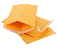 Пакет бумажный жёлтый с пузырчатым вкладышем (20*21см)